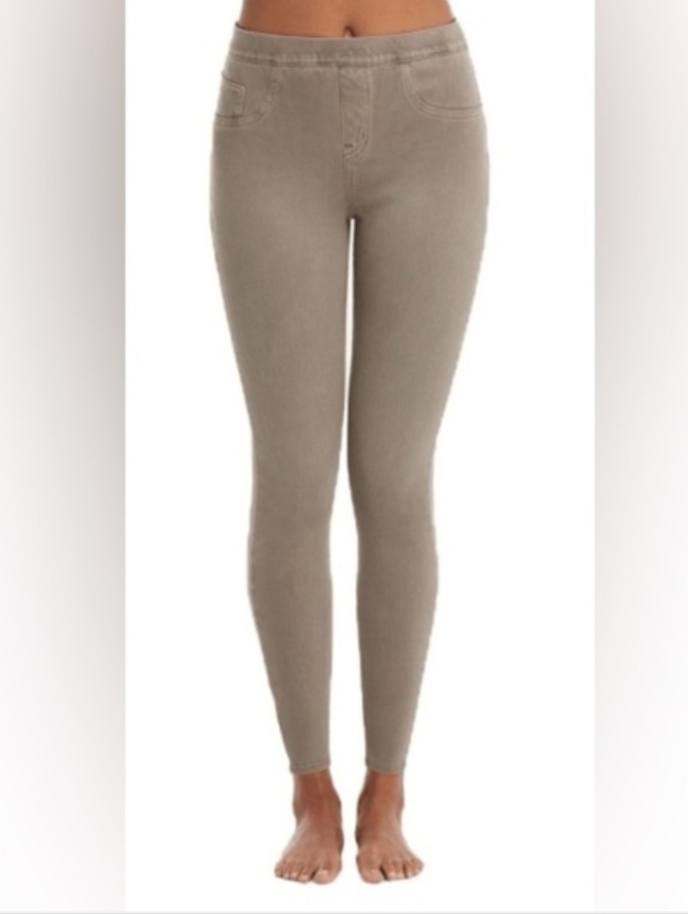 Spanx Ankle Jeanish Leggings Beige Khaki  Slim Skinny Pull On Pants XL